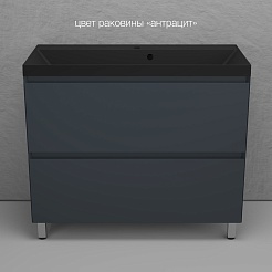 Style Line Тумба с кварцевой раковиной антрацит Манхэттен 100 Plus эмаль графит матовая – фотография-2